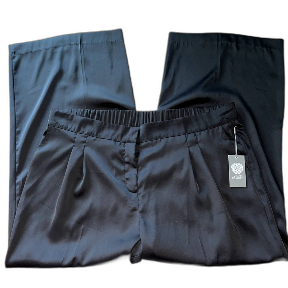 NWT Vince Camuto Black Silky Dress Pants Wide Leg Work Attire Business 3X